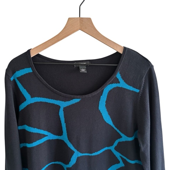 Alfani Knit Sweater Tunic Top Size Large Office Casual Bold Print Long Sleeve - Picture 2 of 13
